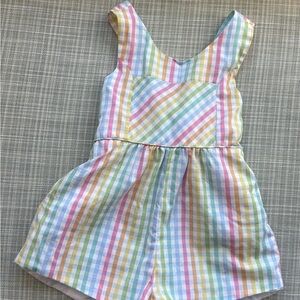 The Beaufort Bonnet Company Pastel Rainbow Gingham Romper - Multi Pastels